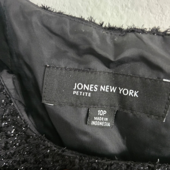 $139 Jones New York Dress Women 10P Black Textured Sparkle Pleated Bow Elegant - Picture 6 of 14